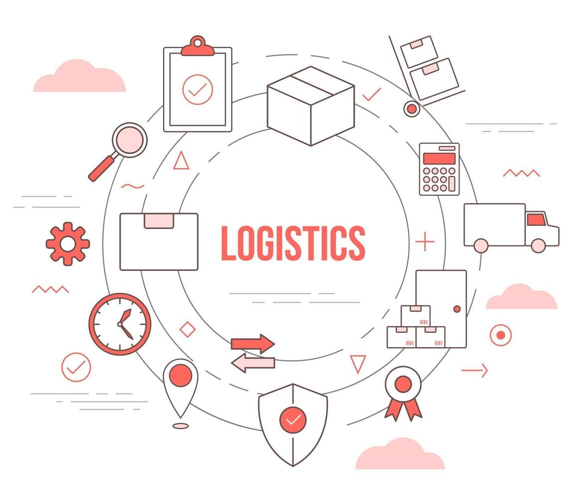 logistics delivery concept with icon set template banner vector