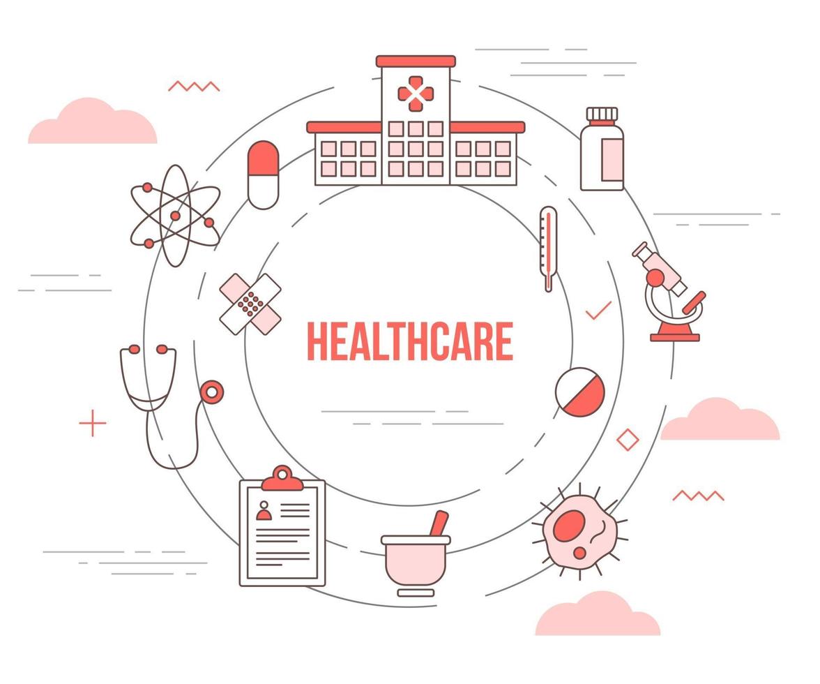 healthcare concept with icon set template banner vector