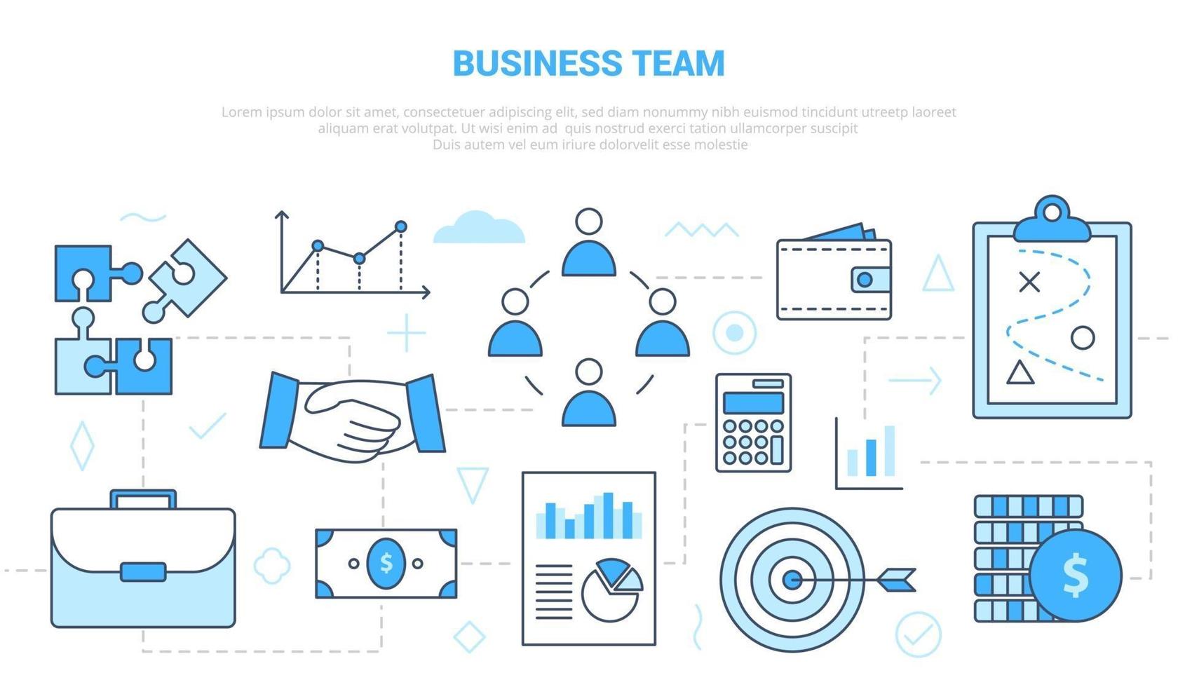 business team concept with icon set template banner vector