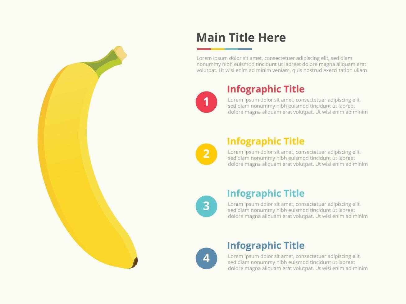 Infografía de fruta de plátano con algún punto. vector