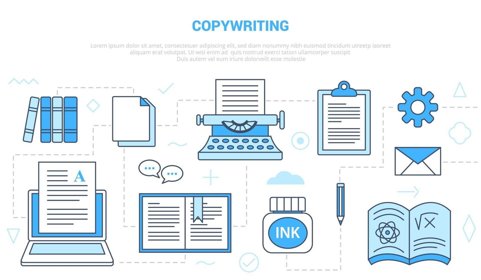 copywriting or copywiter concept with icon set template banner vector