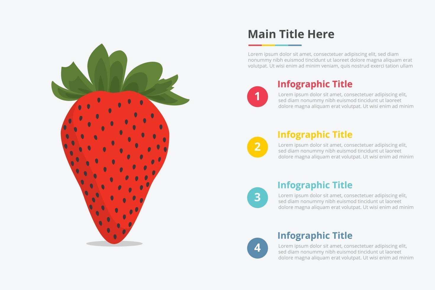 Infografía de fruta de fresa con algún punto. vector