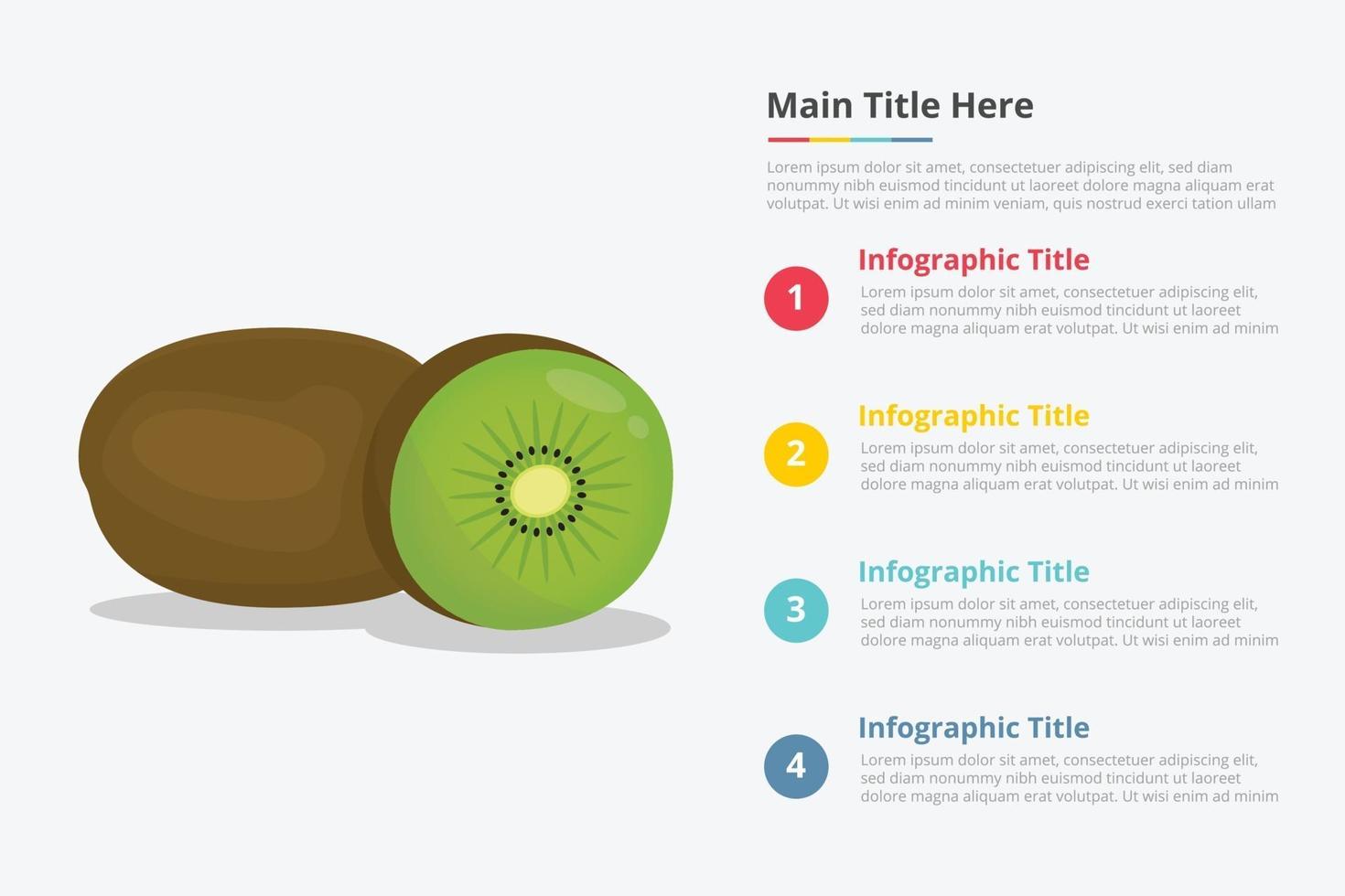 Infografía de kiwi con algún punto. vector