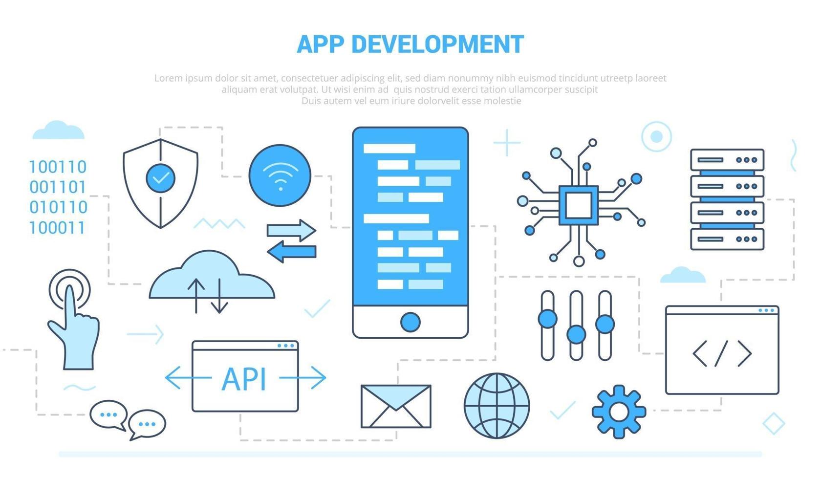 app development concept with icon set template banner vector