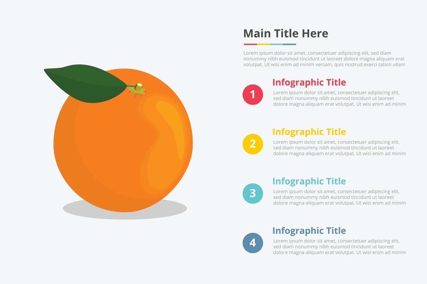 Infografía de frutas naranjas con algún punto. vector