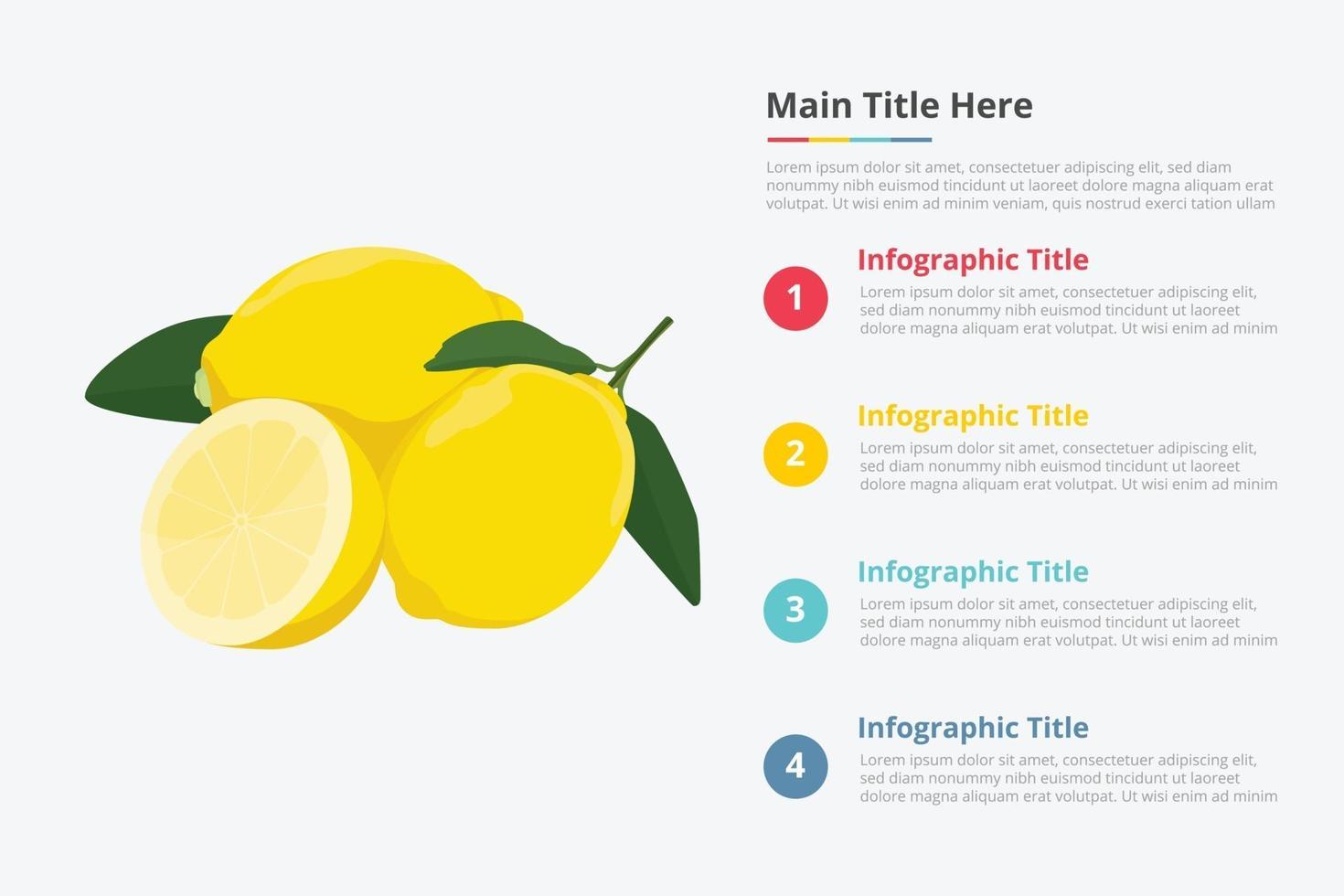 Infografía de fruta de limón con algún punto. vector