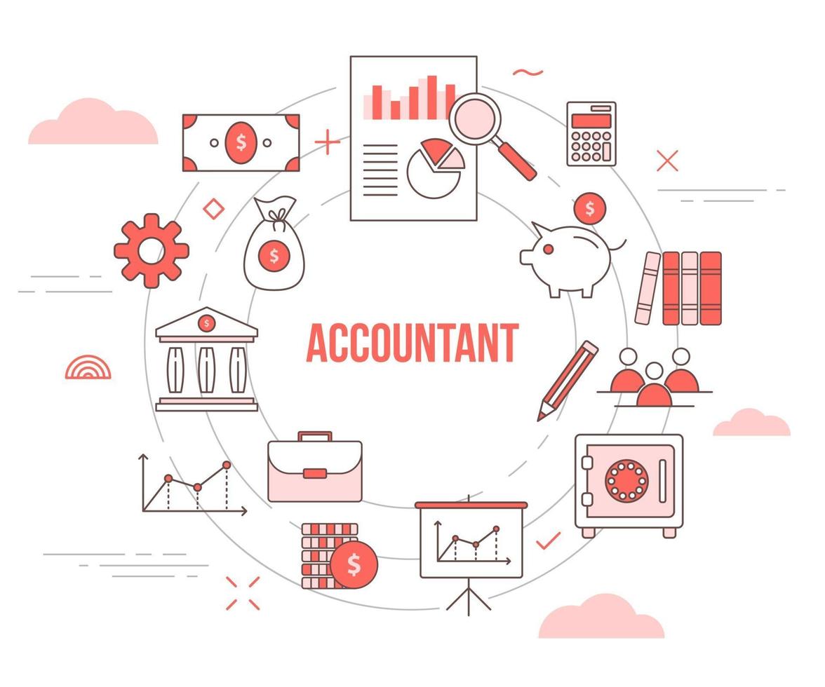 accountant concept with icon set template banner vector