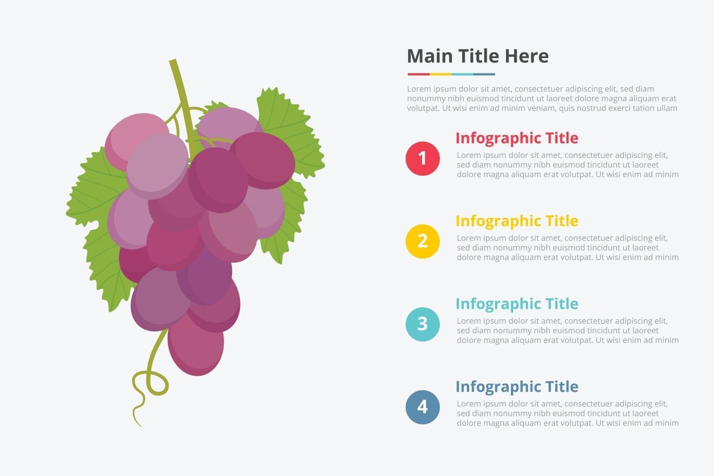 Infografía de frutas de uvas con algún punto. vector