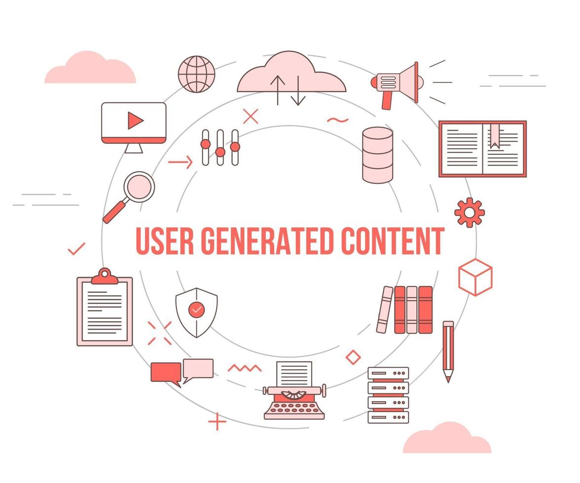 ugc user generated content concept with icon set template banner vector