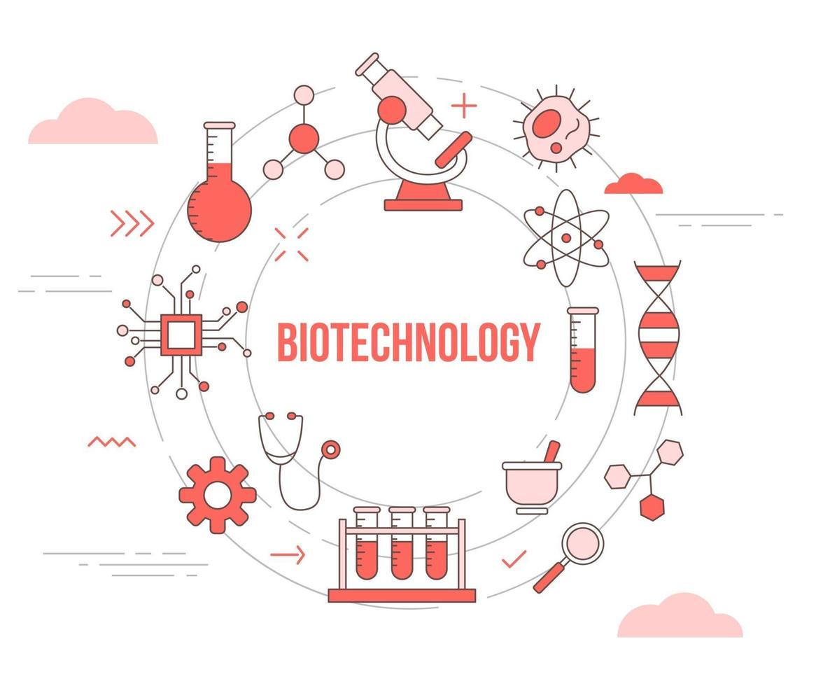 biotechnology concept with icon set template banner vector