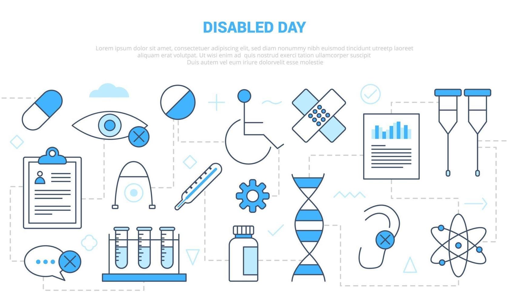 disabled day concept with icon set template banner vector