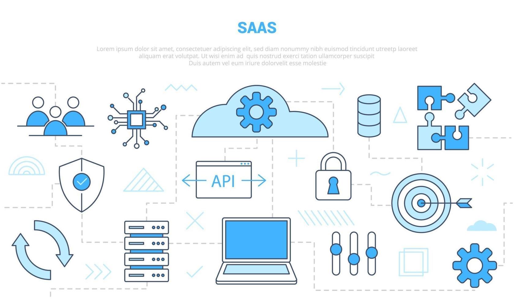 saas software as a service concept with icon line style set vector