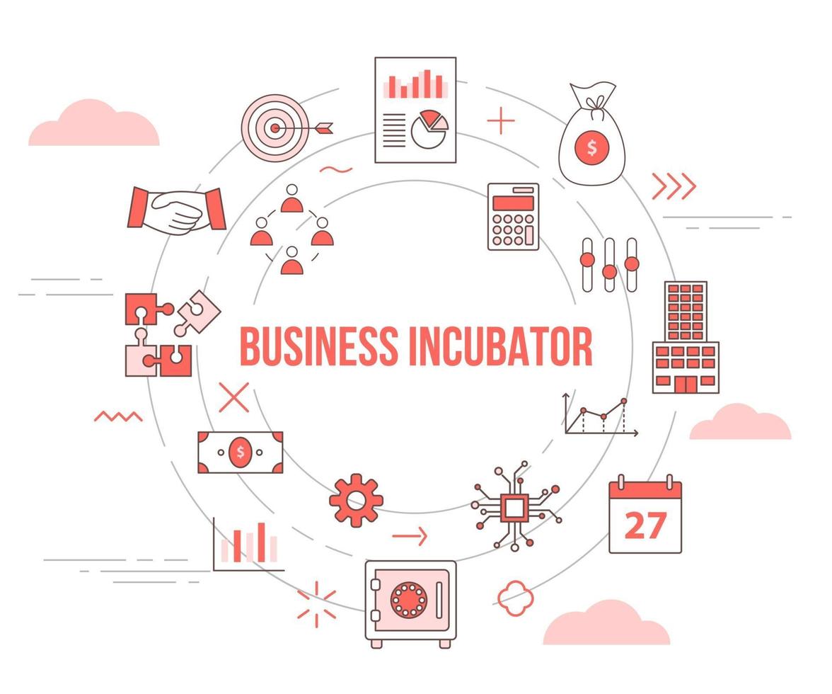 business incubator concept with icon set template banner vector