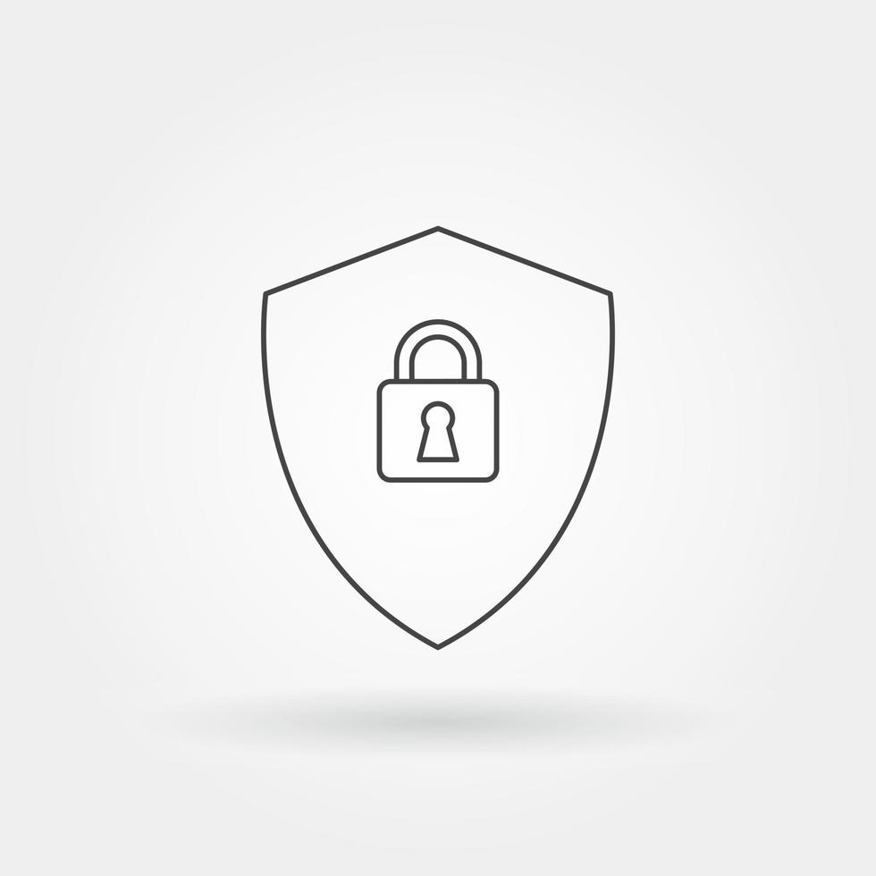 shield padlock security single isolated icon with modern line vector