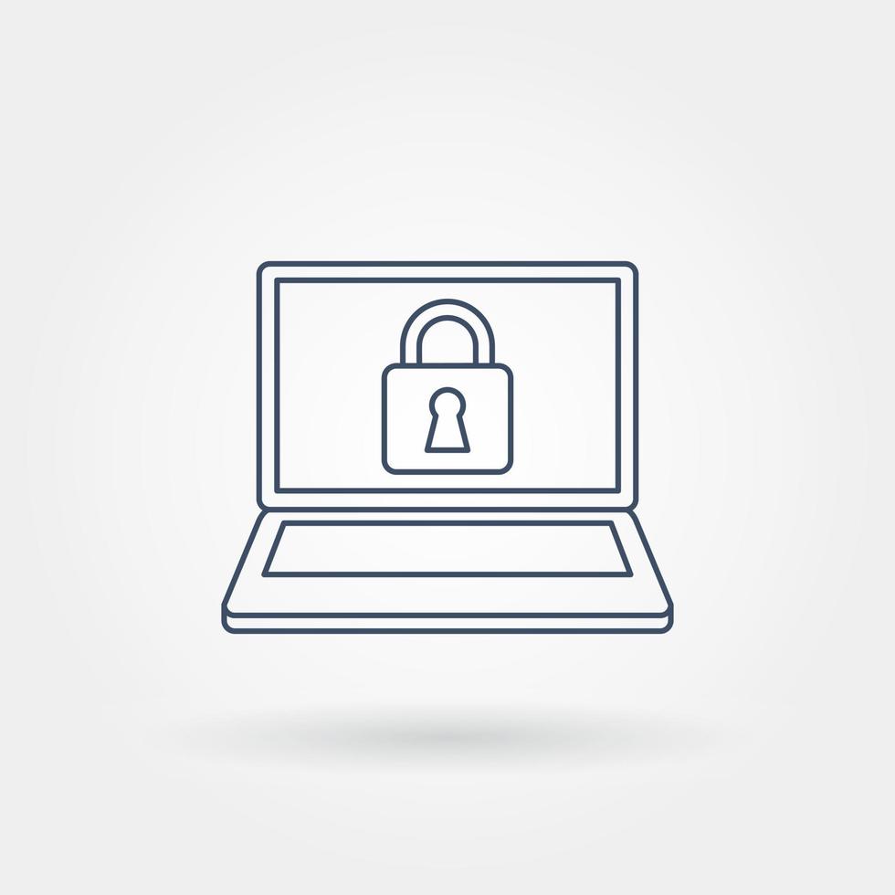 laptop security single isolated icon with modern line vector
