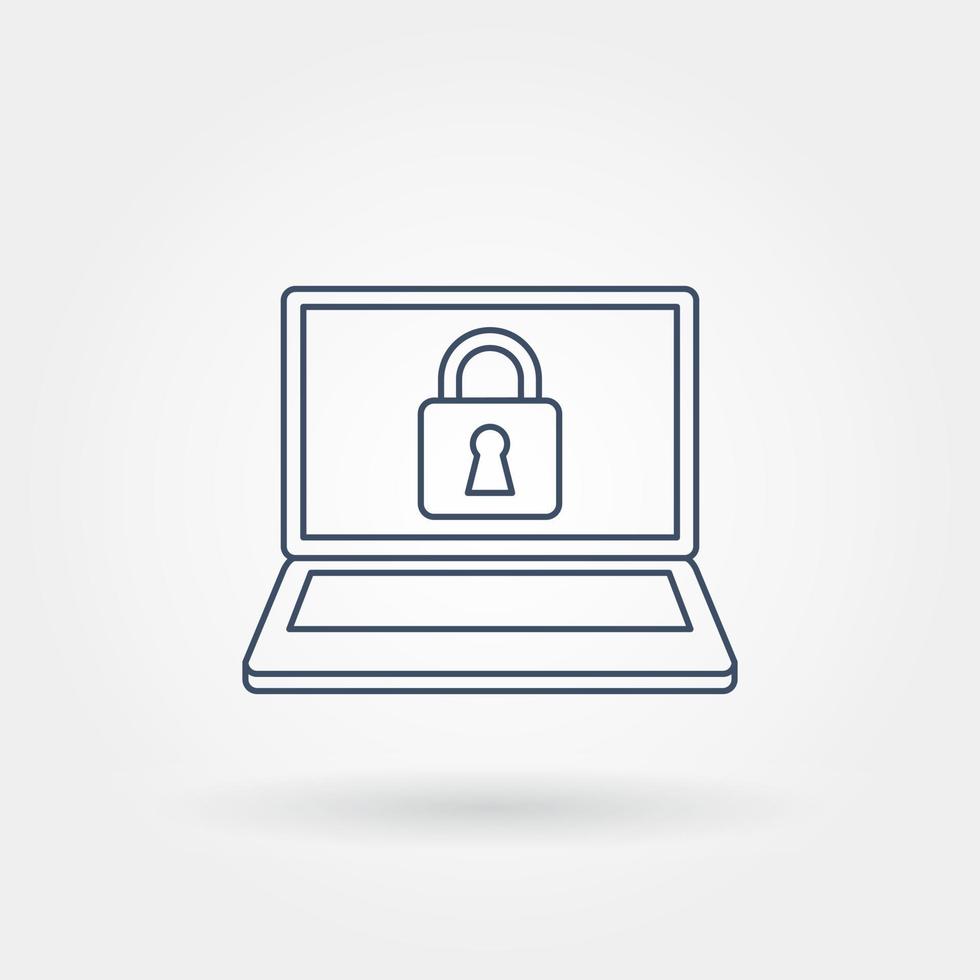 laptop security single isolated icon with modern line vector