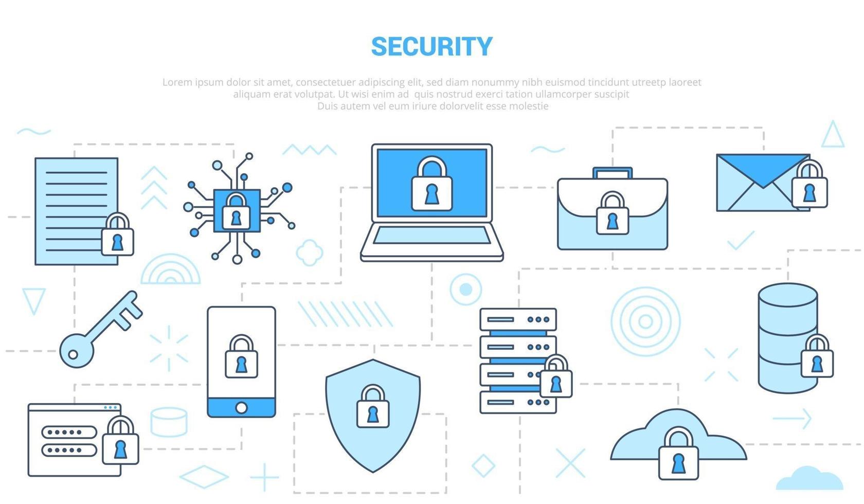 security concept with icon line style set template banner vector