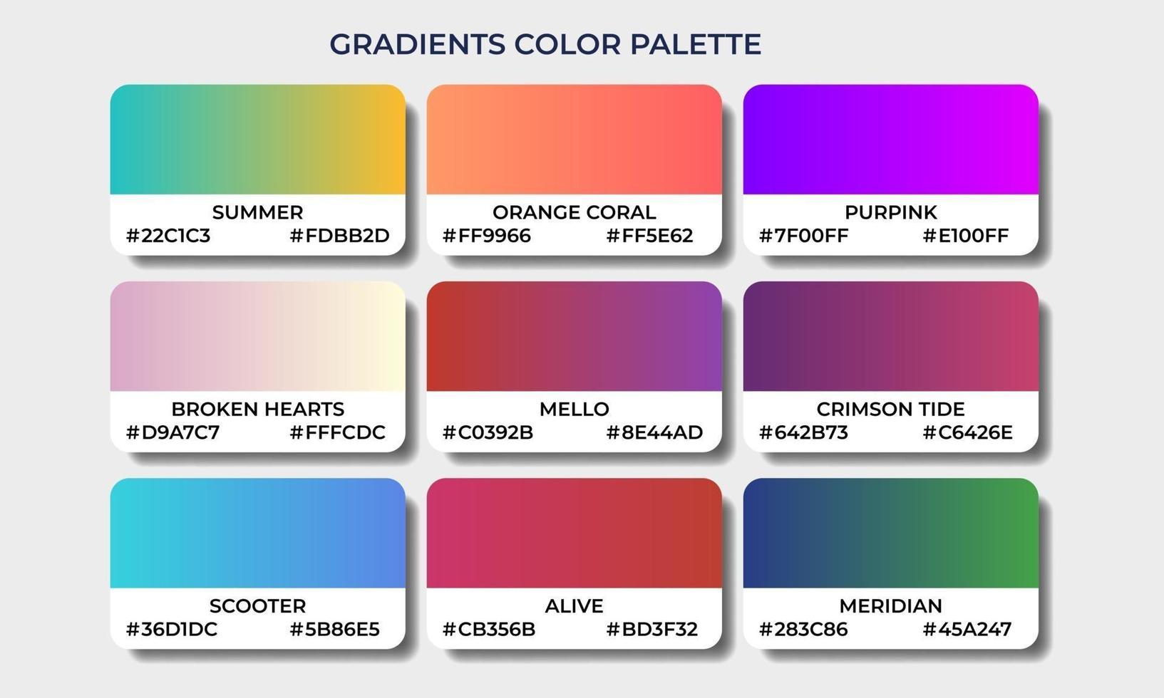 conjuntos de muestras de paletas de colores degradados vector