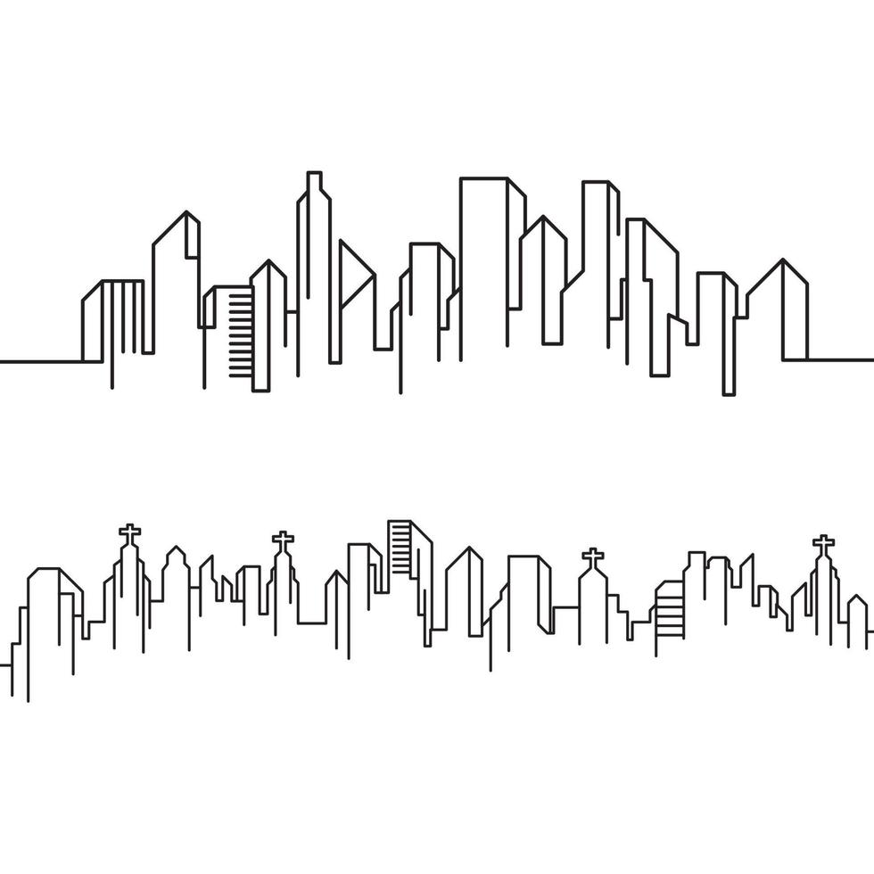City Building Line art Vector Illustration template
