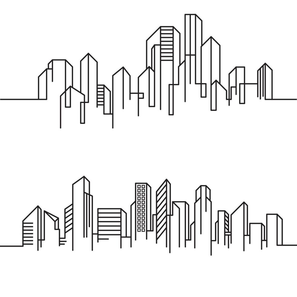 City Building Line art Vector Illustration template