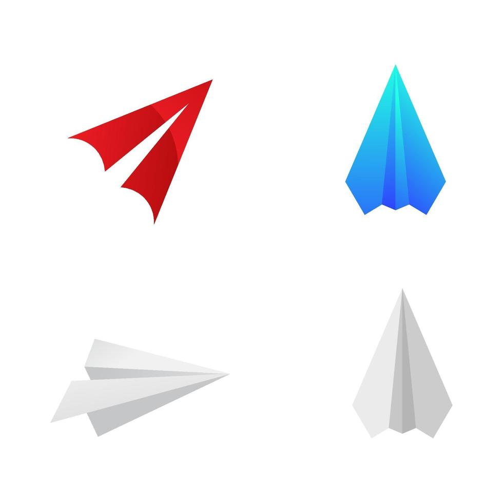 Ilustración de diseño de icono de vector de avión de papel