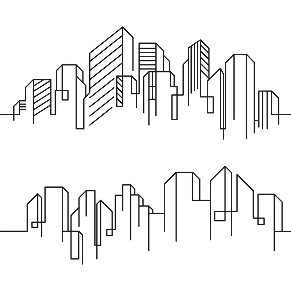 City Building Line art Vector Illustration template