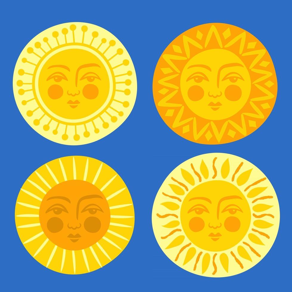 Sun set with ethnic-looking faces vector