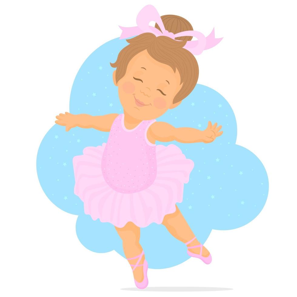 Little girl ballet dancer with light blue background vector