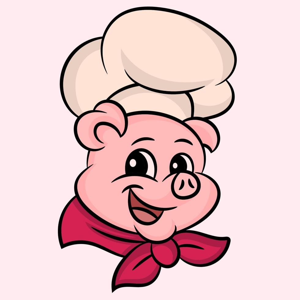 cerdo con gorro de cocinero vector