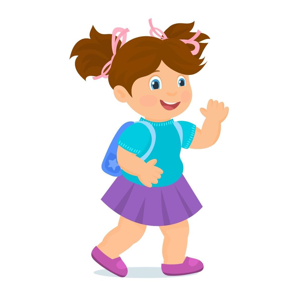 Happy girl going to school vector