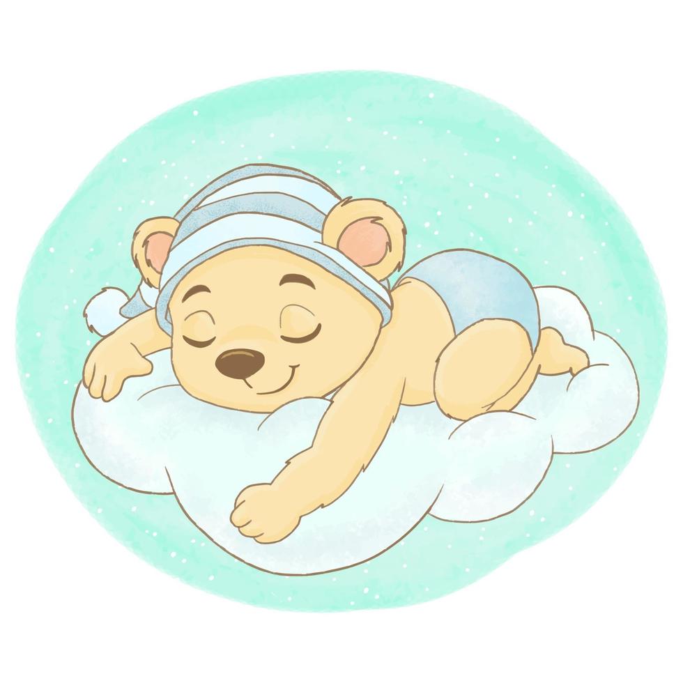 Cute dreaming bear vector