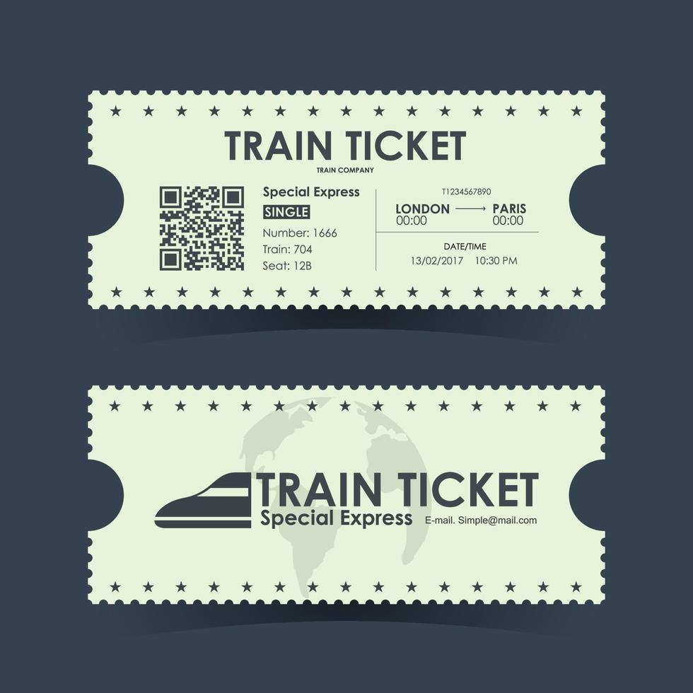 Train ticket vintage concept design. Vector illustration