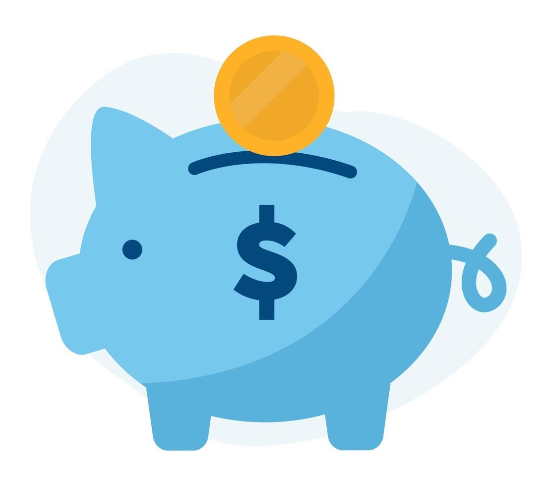 Vector illustration of blue piggy bank with a coin 3317042 Vector Art