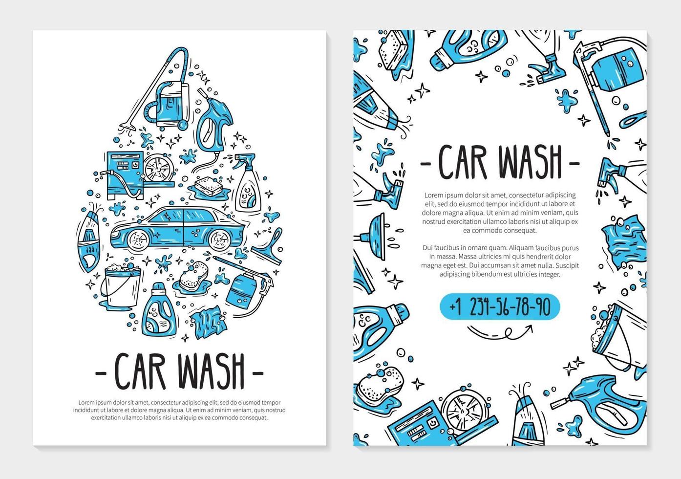 Flyer or poster for printing for the car wash and auto detaling vector
