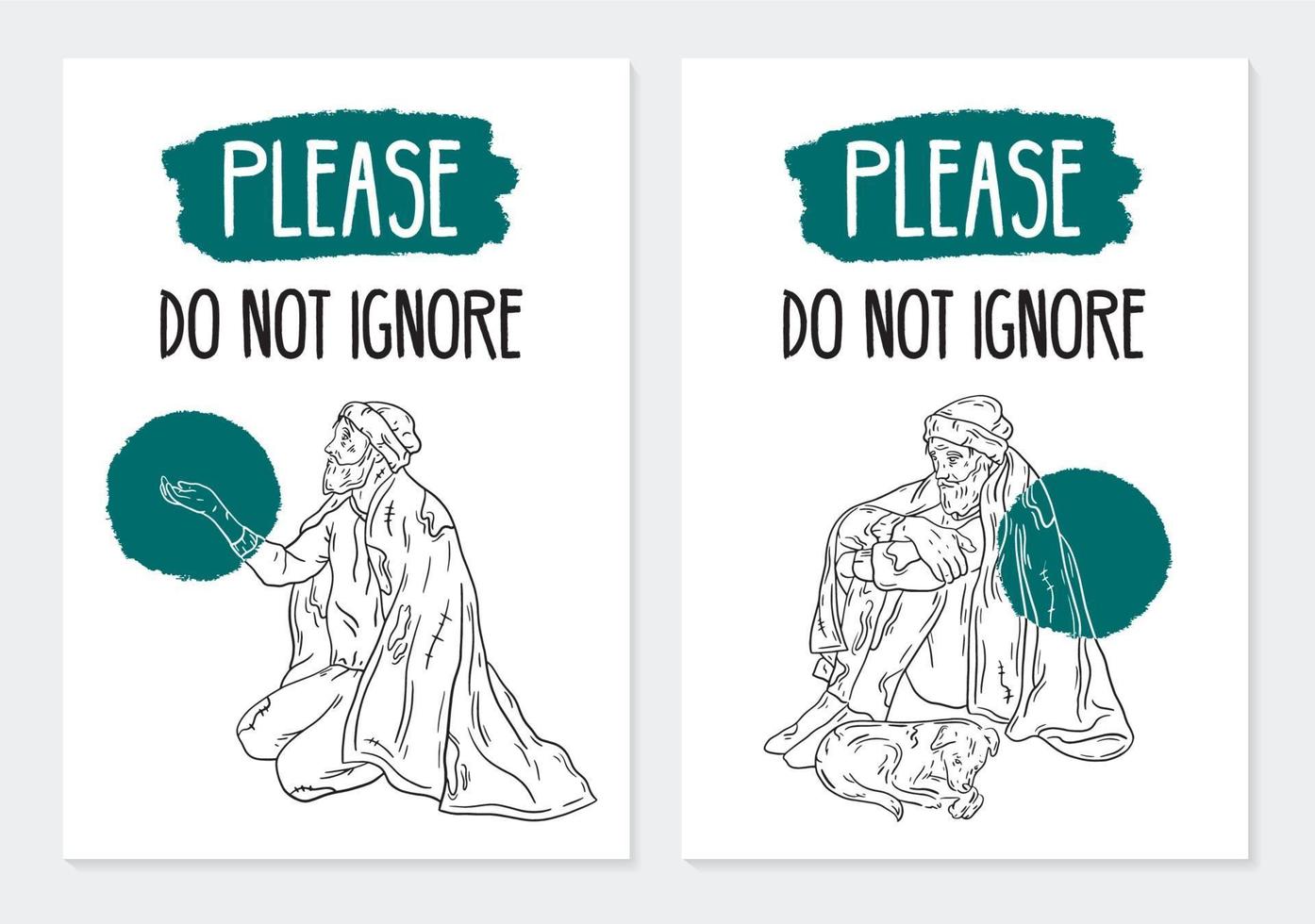 concepto de carteles sociales sobre cómo ayudar a las personas sin hogar vector