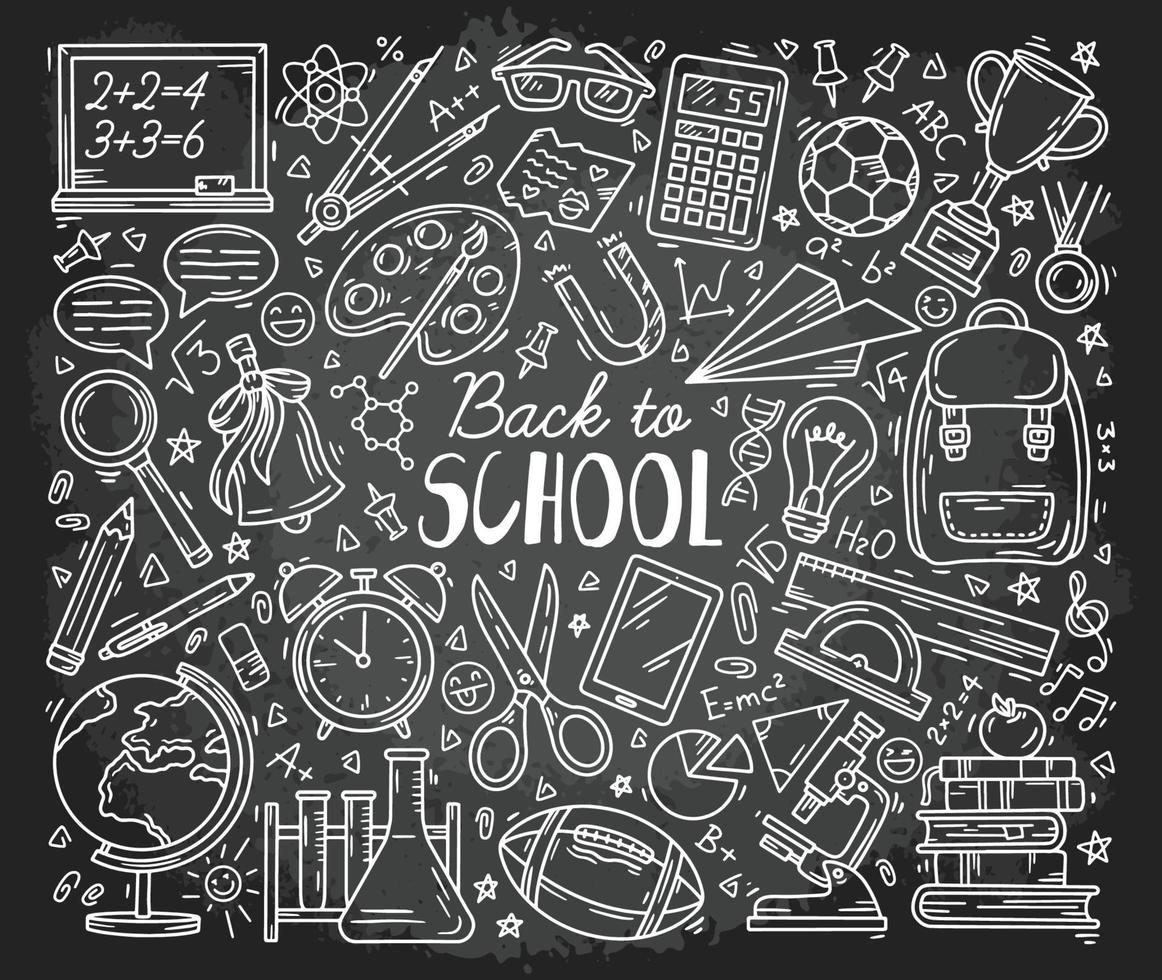 Back to school education set of doodle icons vector