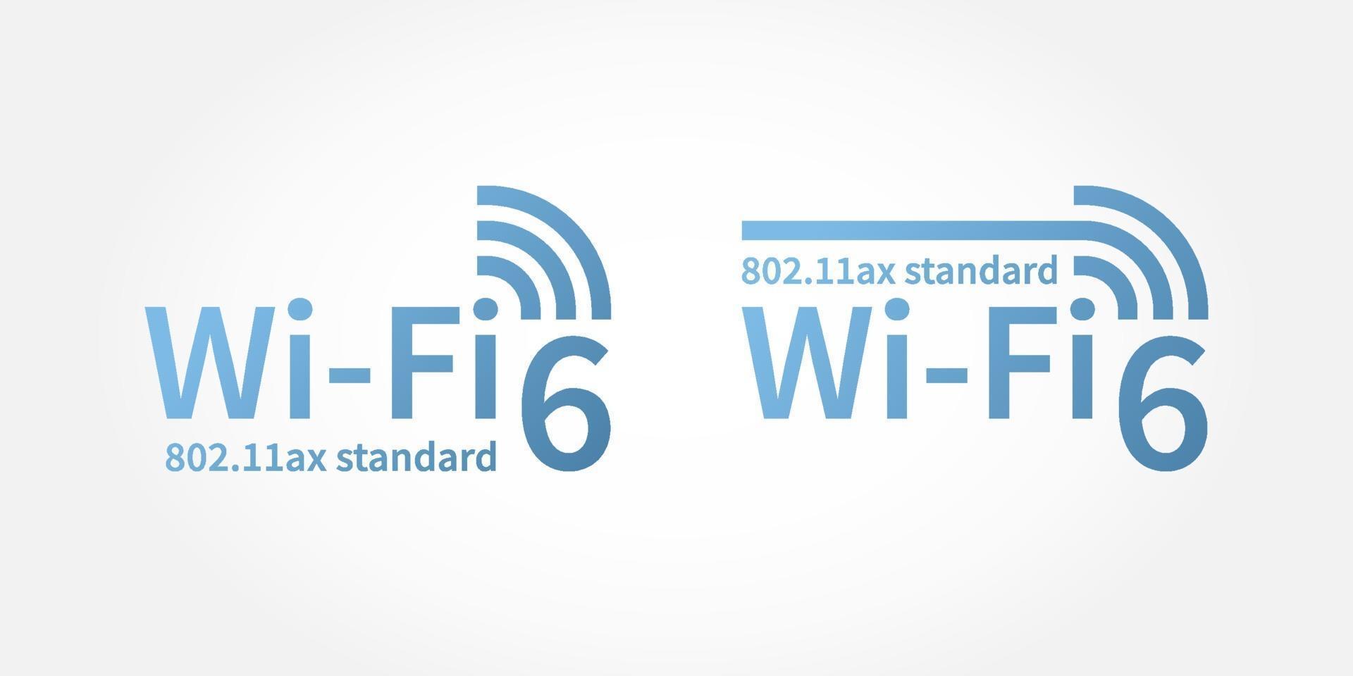 Wireless net 802.11ax flat vector logo of wi-fi 6