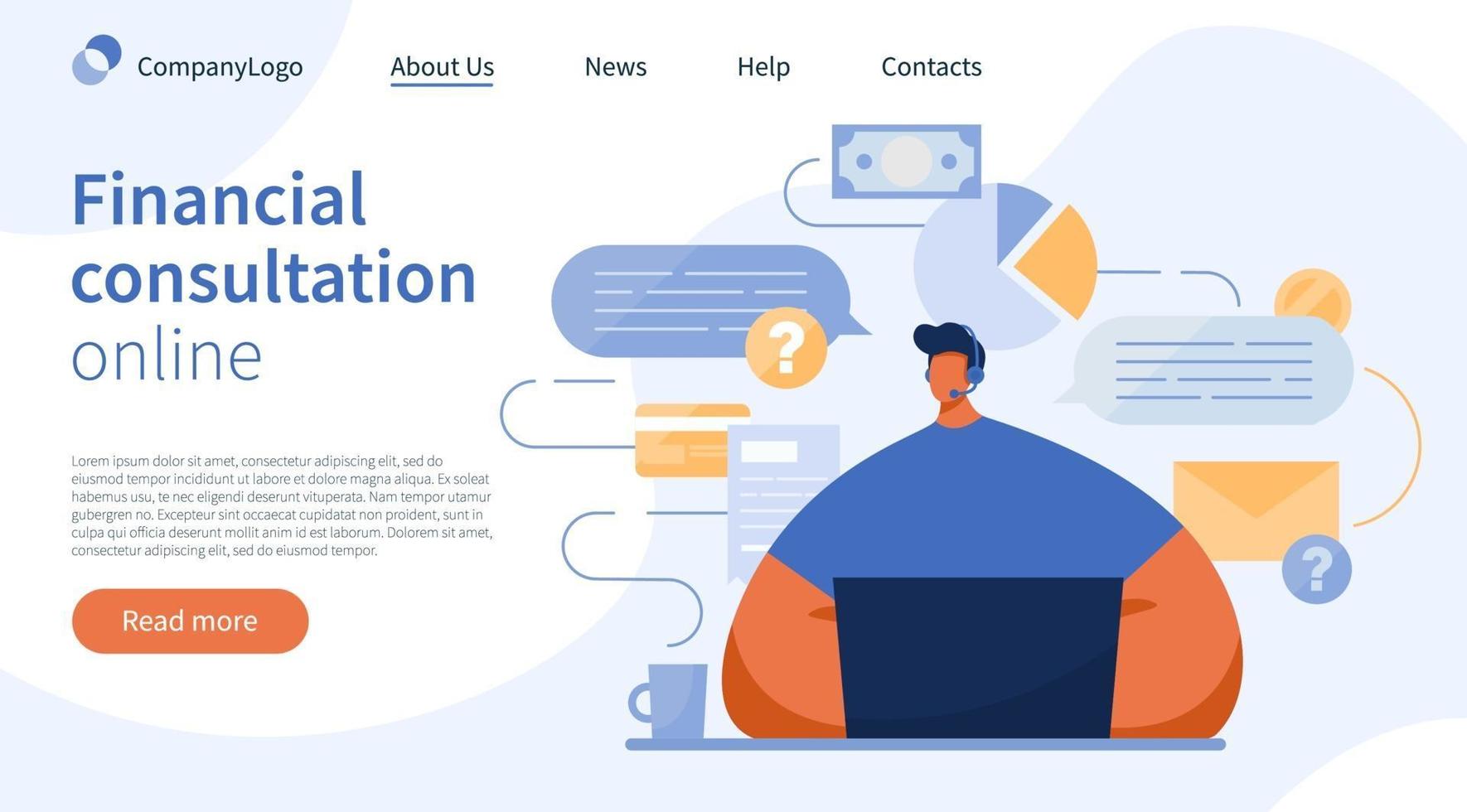 Landing page banner of online finance consultation vector