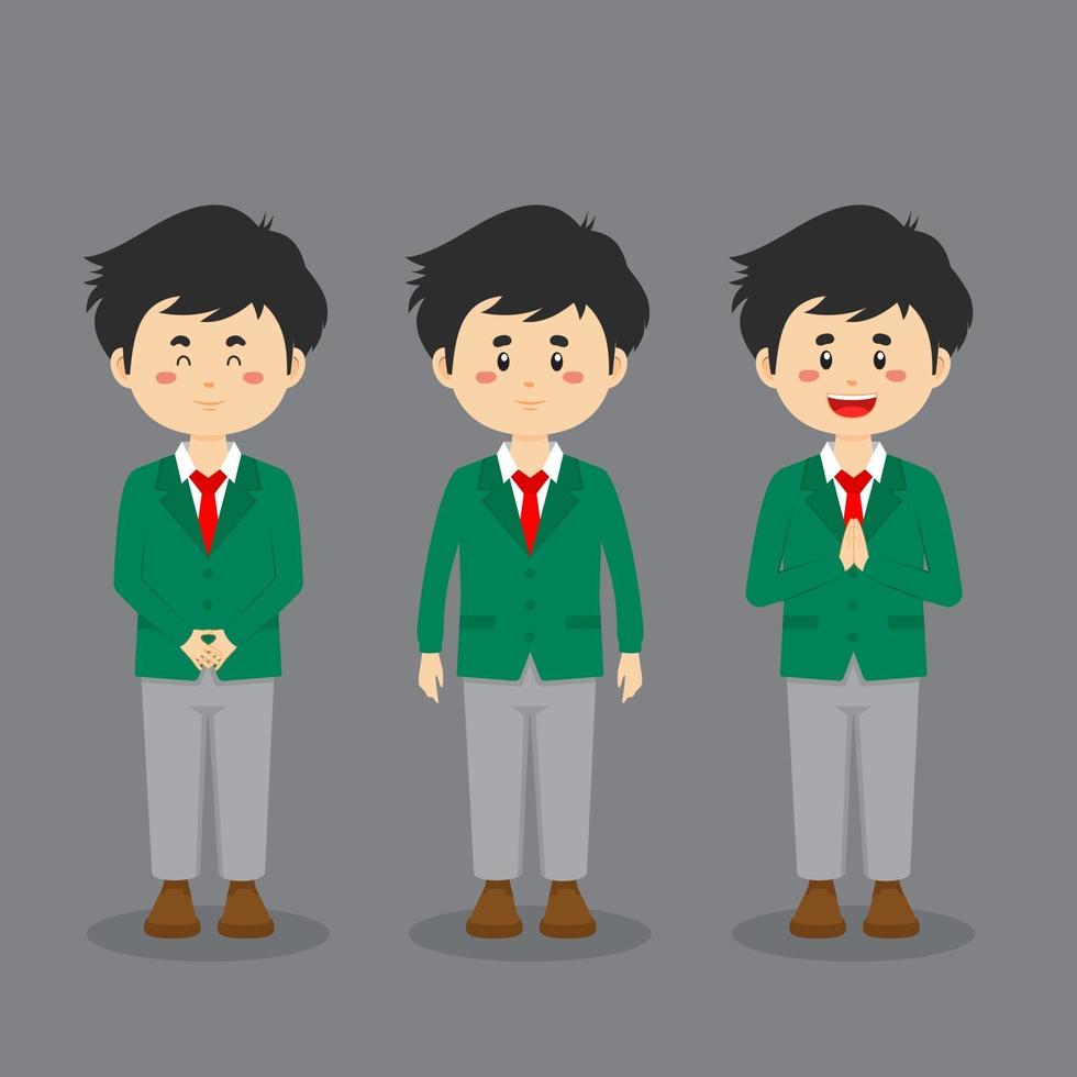 personaje de la escuela secundaria japonesa con expresión vector