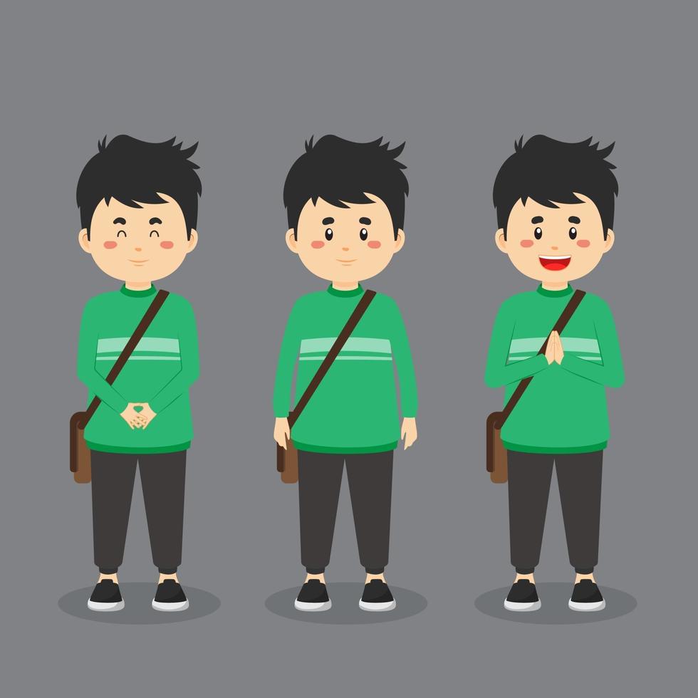 College Student Character with Expression vector