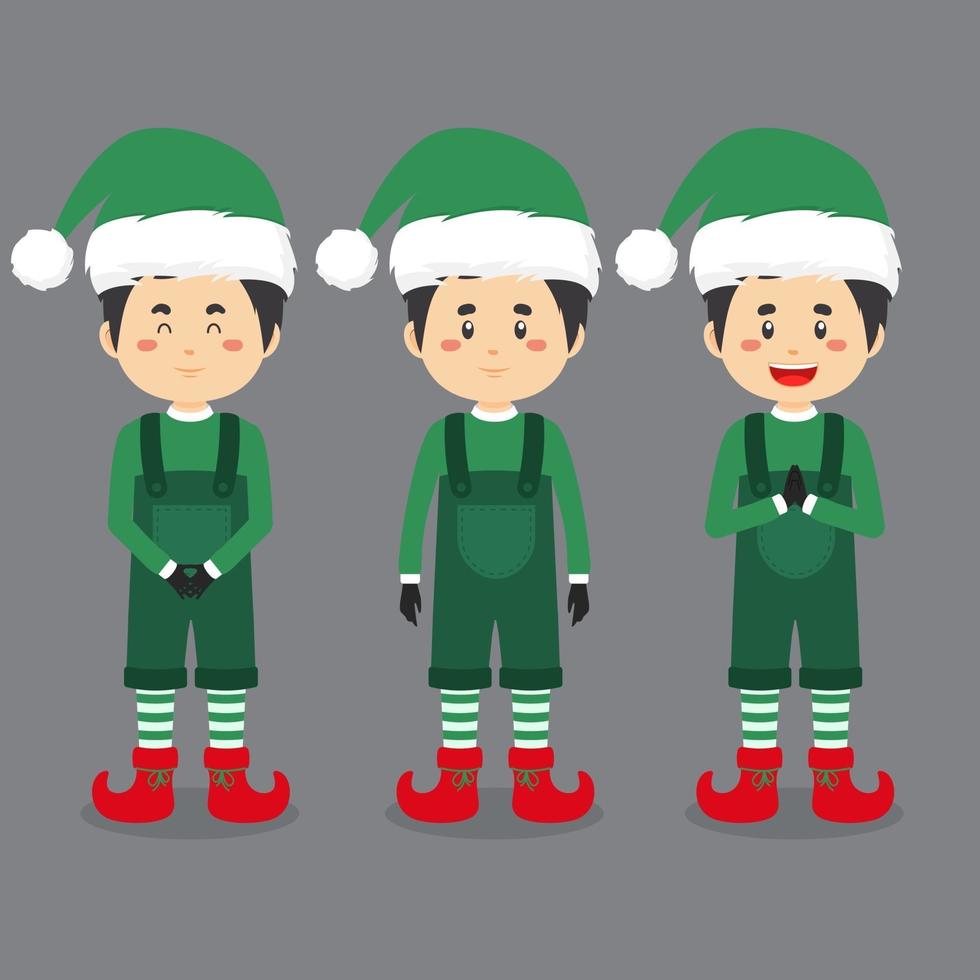 Character Wearing Elf Costume with Various Expression vector
