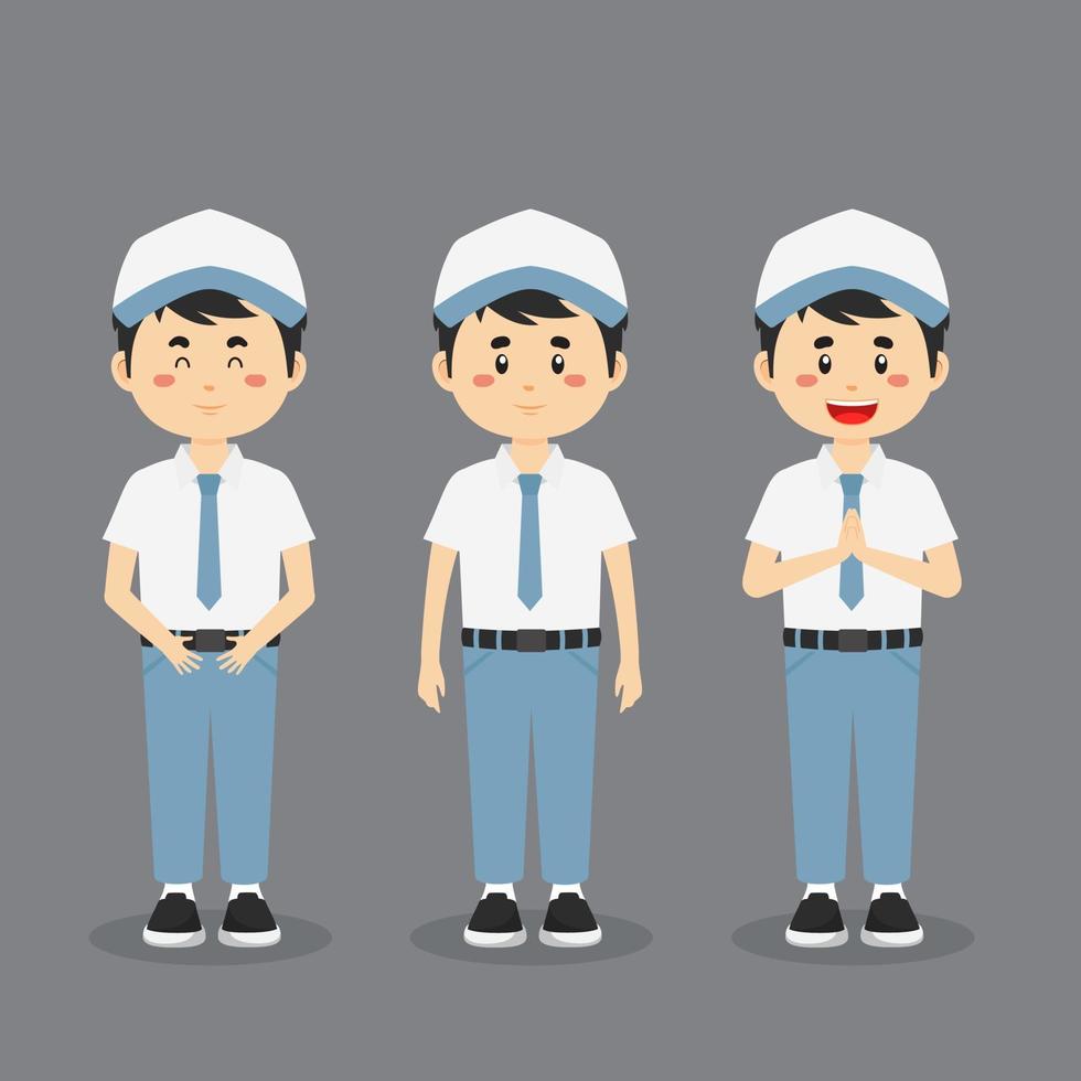 Indonesian Senior High School Character with Expression vector