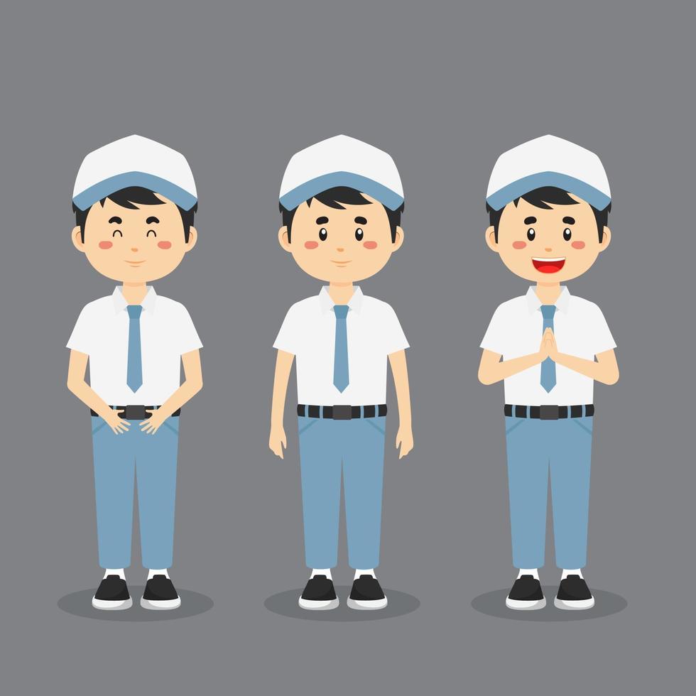 personaje de secundaria indonesia con expresión vector