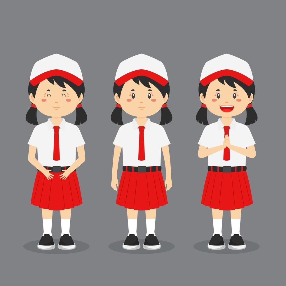 Indonesian Elementary School Character with Expression vector