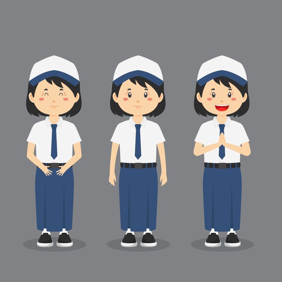 personaje de secundaria indonesia con expresión vector