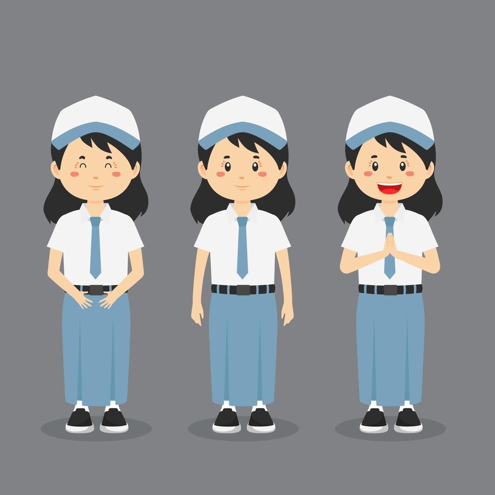 Indonesian Senior High School Character with Expression vector