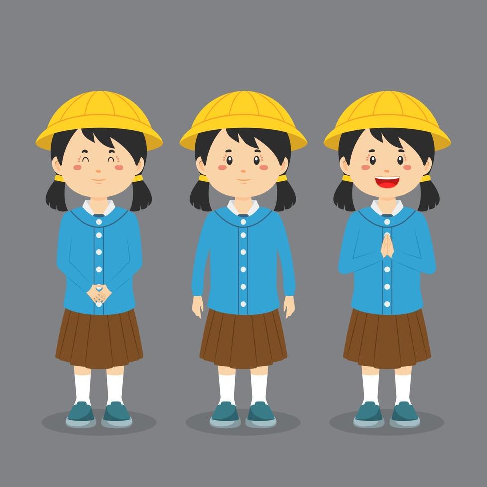Elementary School Character with Expression vector