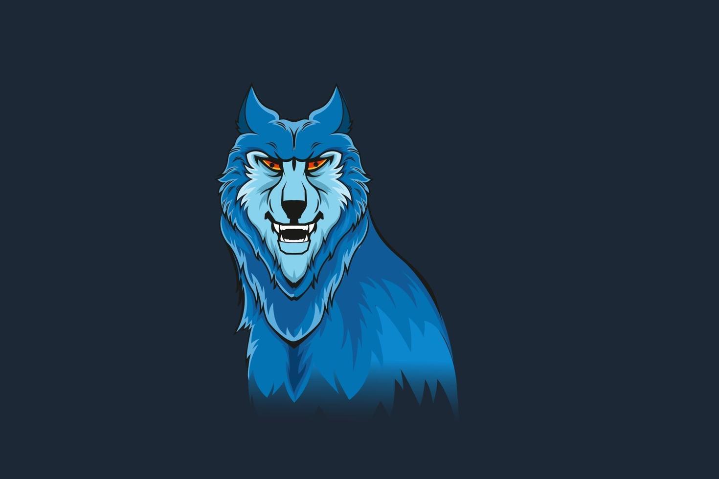 wolf and the moon vector