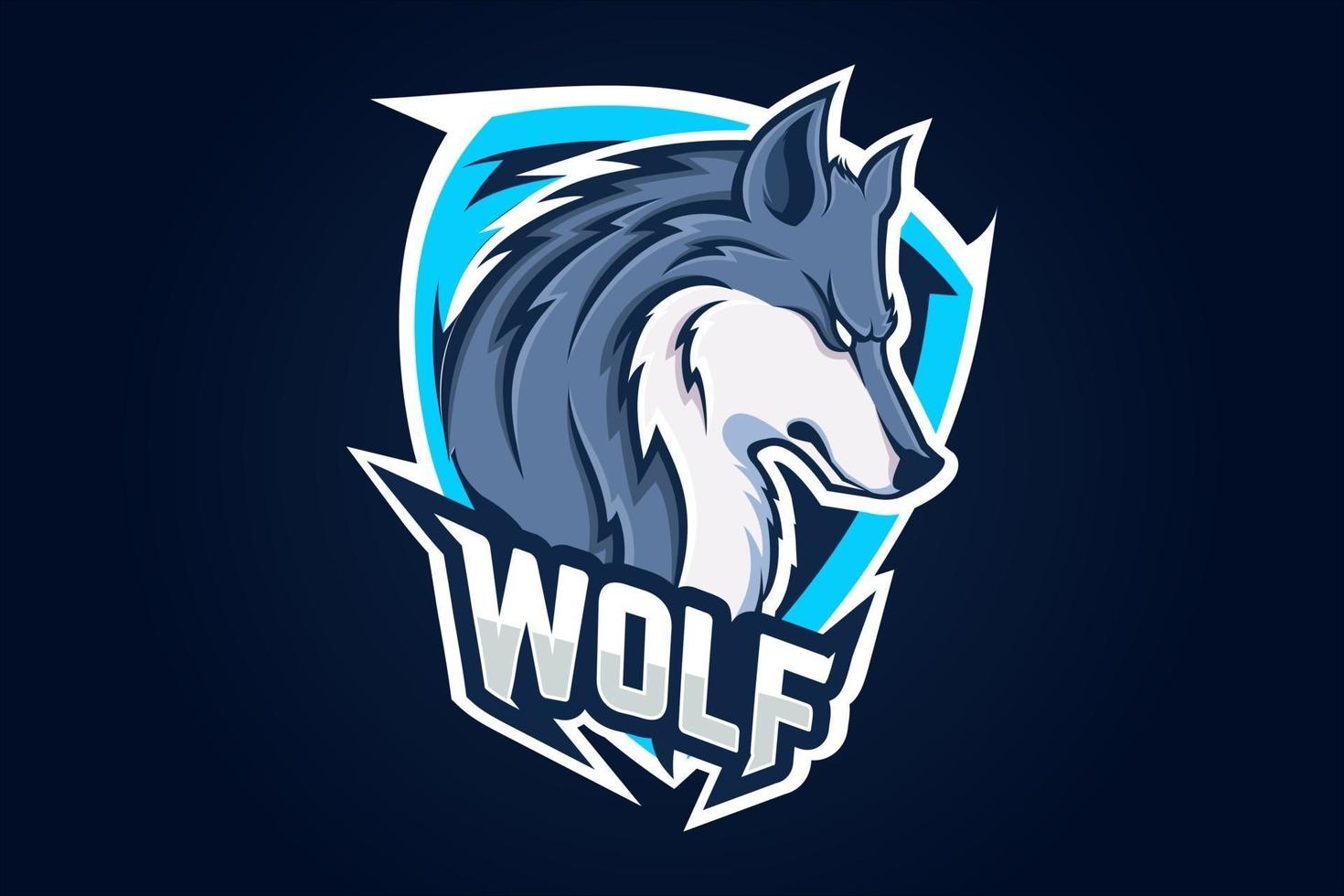 logotipo de la mascota del equipo de deportes electrónicos lobo enojado vector