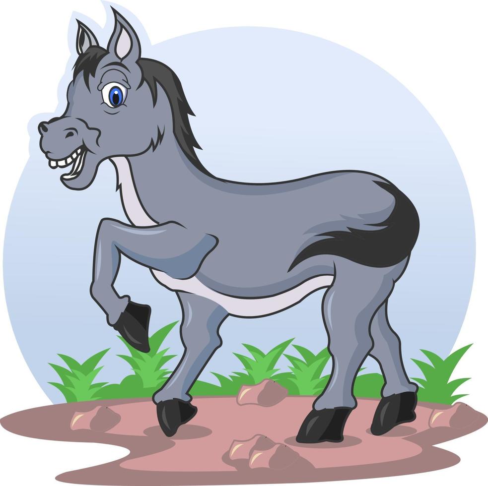 funny donkey running vector